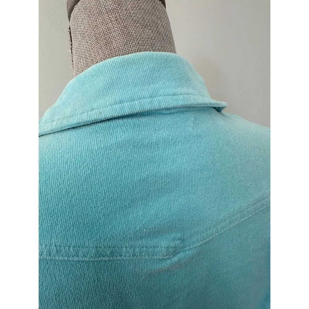 Y2k Vintage Light Pastel Blue Corduroy Blazer Jacket Soft Girl size Girls 16/18